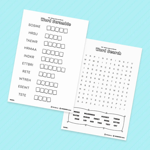 Bitter Water at MarahBible Verse Activity Worksheets Lesson HISBERRY