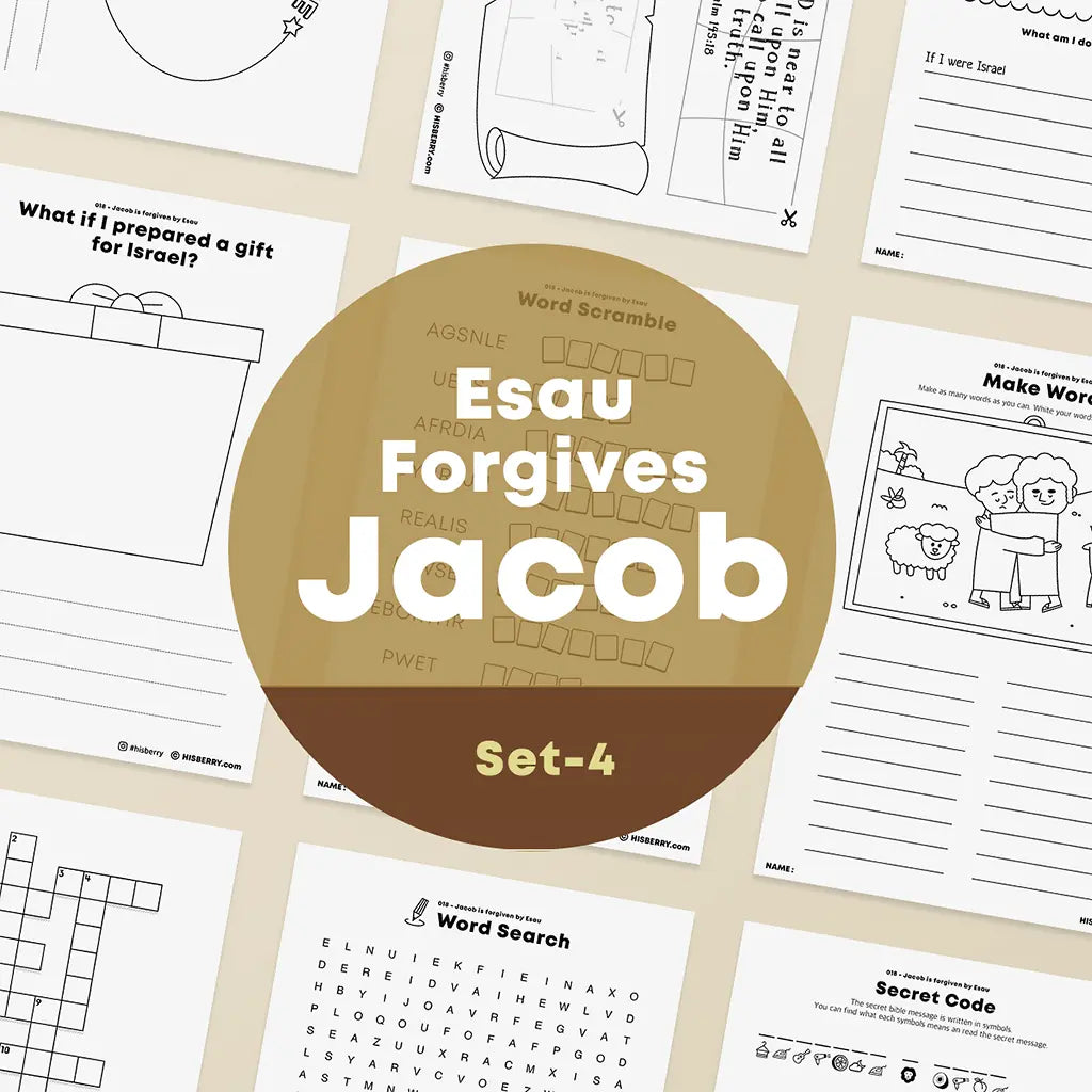 [018] Jacob is forgiven by Esau - Bible Verse Activity Worksheets