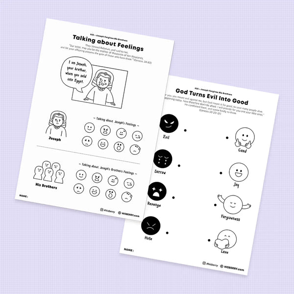 Joseph Forgives His Brothers-Bible lesson Activity Worksheets for kids ...