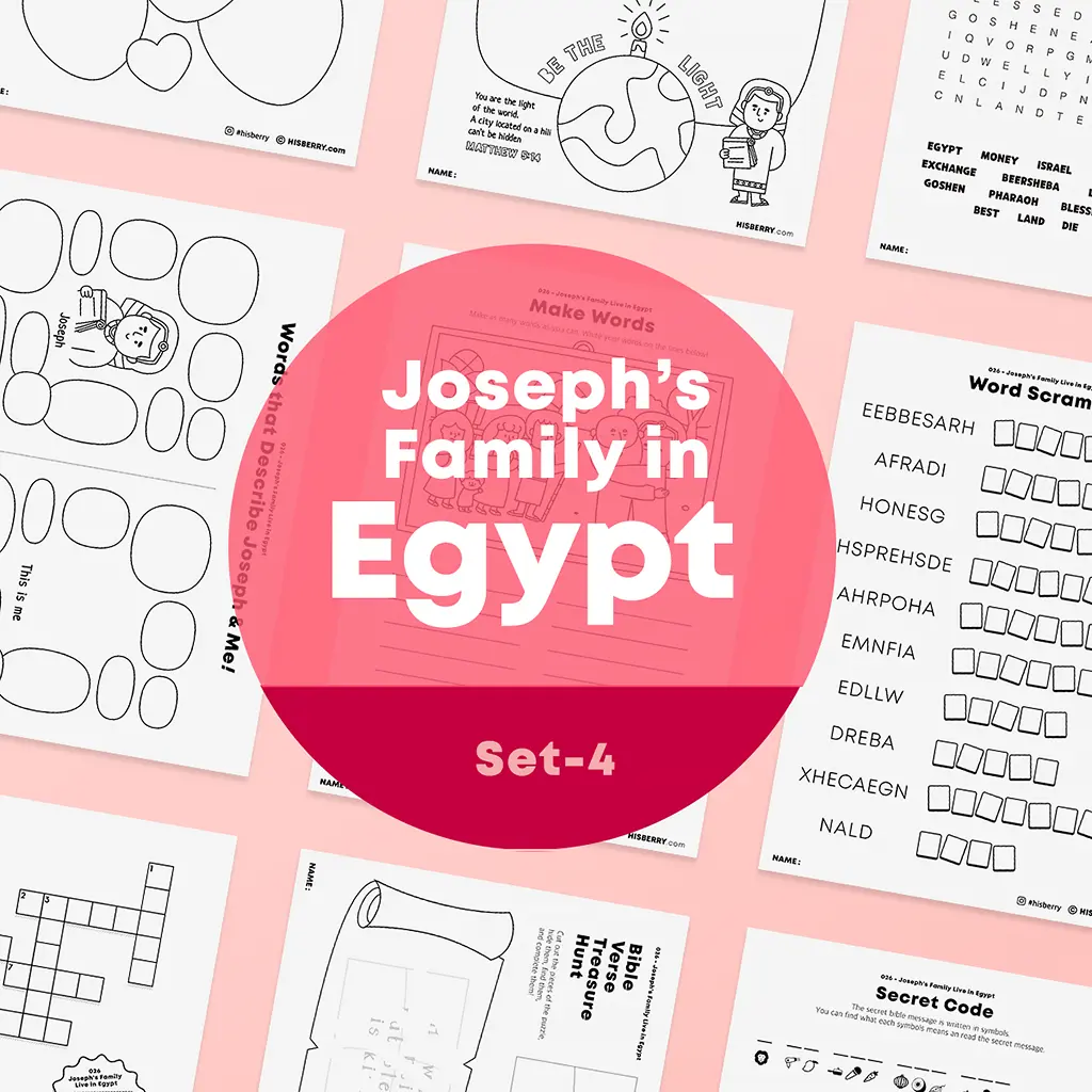 [026] Joseph's Family Live in Egypt - Bible Verse Activity Worksheets