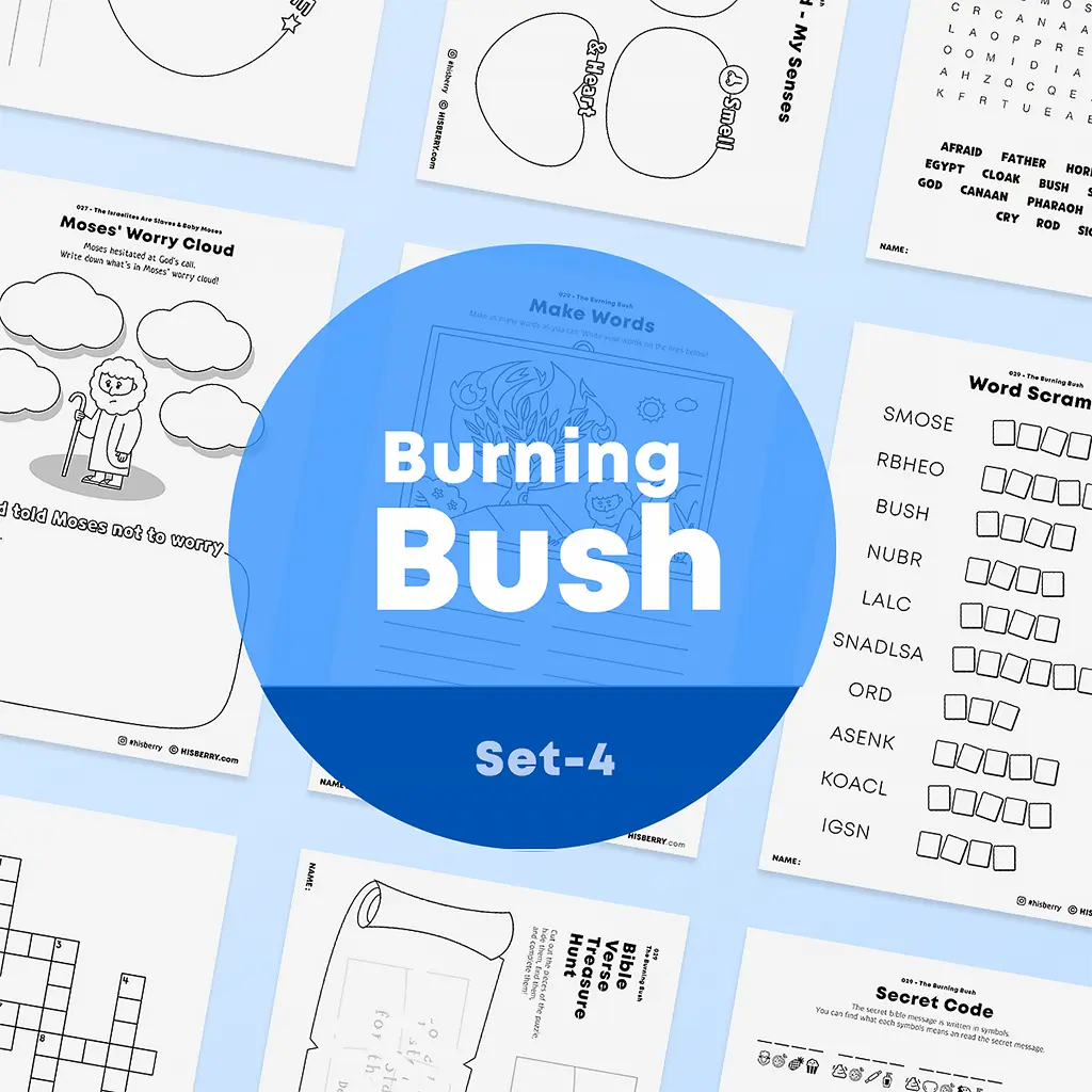 [029] The Burning Bush - Bible Verse Activity Worksheets