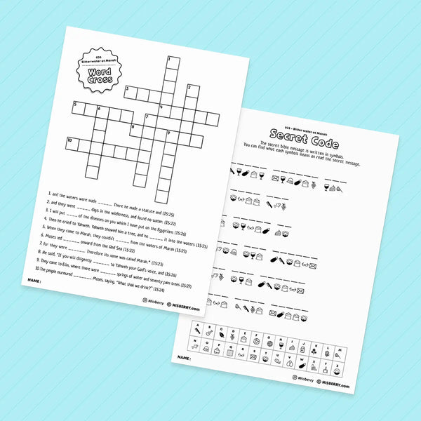 Bitter Water at MarahBible Verse Activity Worksheets Lesson HISBERRY