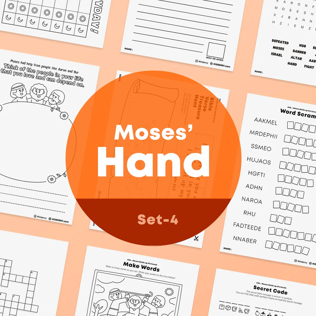 [038] Moses Holds up His hands - Bible Verse Activity Worksheets