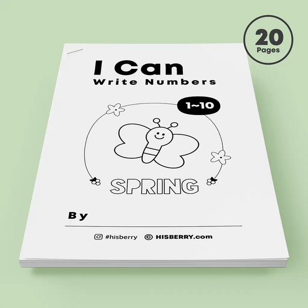 Spring Math-Tracing numbers 1-10 worksheets MiniBook - HISBERRY