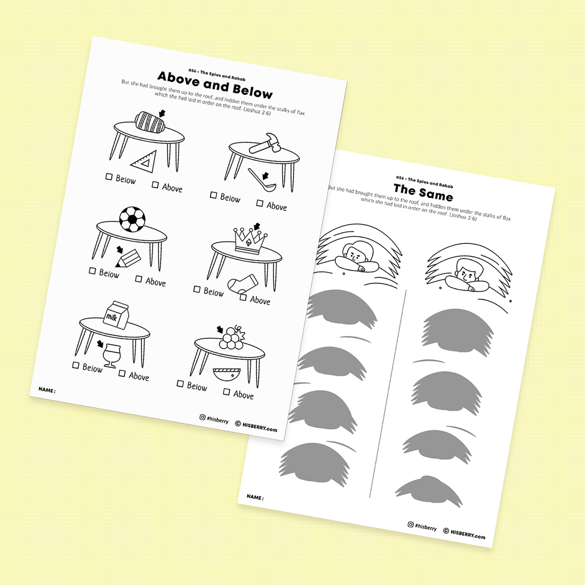 The Spies and Rahab-Activity Worksheets For Kids Printable - HISBERRY for Free Printable Rahab And The Spies Craft