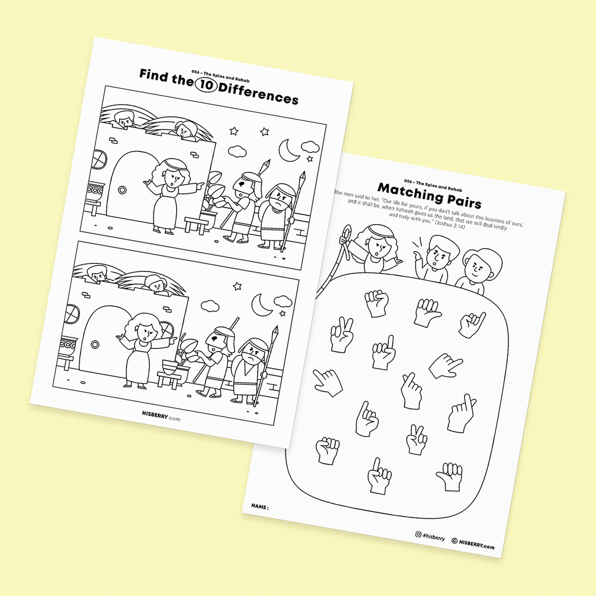 The Spies and Rahab-Activity Worksheets For Kids Printable - HISBERRY for Free Printable Rahab And The Spies Craft